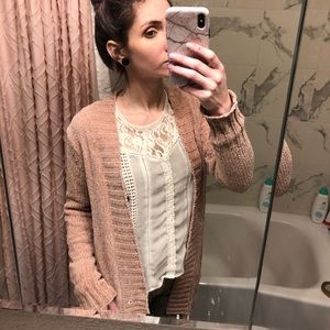 Light pink velvet cardigan